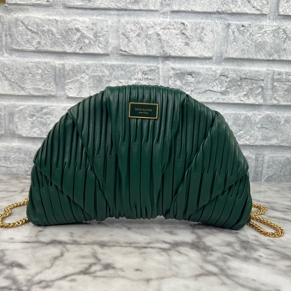kate spade Handbags - Kate Spade Patisserie Pleated 3d Croissant Clutch In Medieval Forest